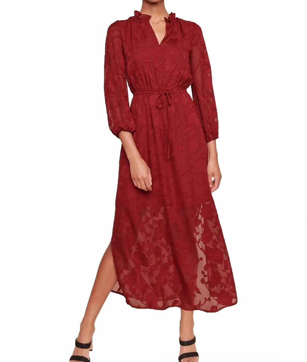 NEW SUGARLIPS women's floral burnout maxi dress in burgundy